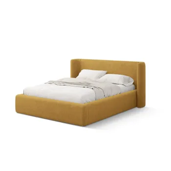 Pat matrimonial galben mustar tapitat cu spatiu de depozitare cu somiera 160x200 cm Jason - Windsor & Co Sofas imagine