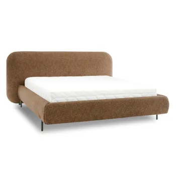 Pat matrimonial galben ocru tapitat cu spatiu de depozitare cu somiera 160x200 cm Pointt - ELTAP imagine