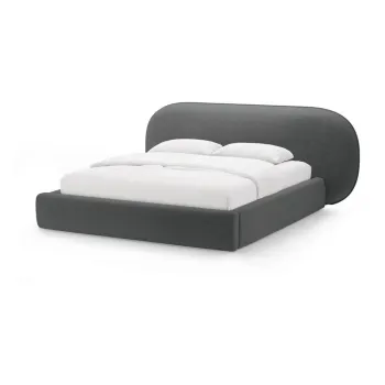 Pat matrimonial gri A(R)nchis tapiE>at cu spaE>iu de depozitare cu somierA160x200 cm Ovalo aEURMicadoni imagine