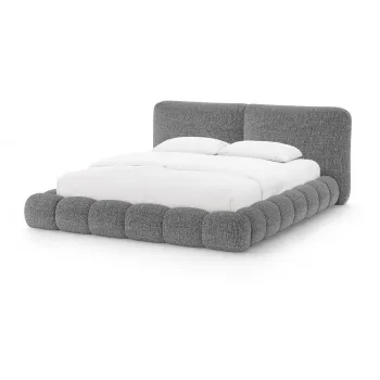 Pat matrimonial gri A(R)nchis tapiE>at cu spaE>iu de depozitare cu somierA160x200 cm Solange aEURMicadoni imagine