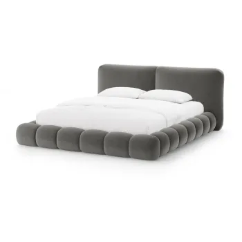 Pat matrimonial gri A(R)nchis tapiE>at cu spaE>iu de depozitare cu somierA160x200 cm Solange aEURMicadoni imagine