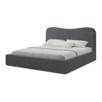 Pat matrimonial gri A(R)nchis tapiE>at cu spaE>iu de depozitare cu somierA180x200 cm Kahai aEURMakamii imagine