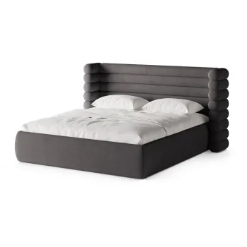 Pat matrimonial gri A(R)nchis tapiE>at cu spaE>iu de depozitare cu somierA180x200 cm Mount aEURMicadoni imagine