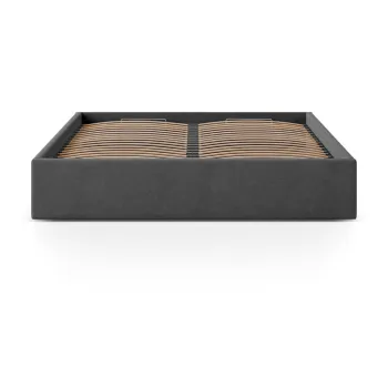 Pat matrimonial gri antracit tapitat cu spatiu de depozitare/fara tablie cu somiera 140x200 cm Susan - Micadoni imagine