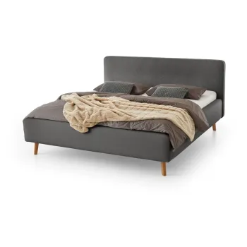 Pat matrimonial gri antracit tapitat fara somiera 180x200 cm Mattis - Meise Mobel imagine