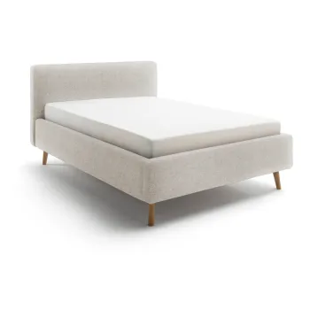 Pat matrimonial gri/bej tapitat cu spatiu de depozitare cu somiera 140x200 cm Mattis - Meise Mobel imagine