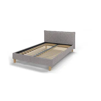 Pat matrimonial gri cu tablie si somiera 140x200 cm Tina - Ropez imagine