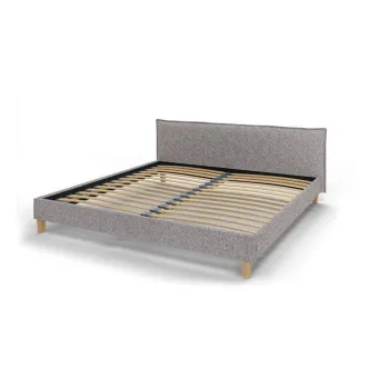 Pat matrimonial gri cu tablie si somiera 200x200 cm Tina - Ropez imagine