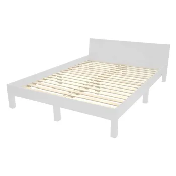 Pat matrimonial gri deschis din lemn masiv de fag cu somiera 140x200 cm Dabi - Ragaba imagine