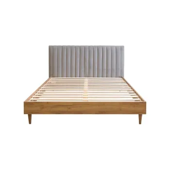 Pat matrimonial gri deschis/natural cu somiera 160x200 cm Oceane - Bobochic Paris imagine