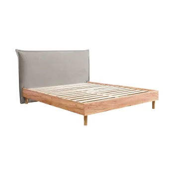 Pat matrimonial gri deschis/natural cu somiera 180x200 cm Charlie - Bobochic Paris imagine