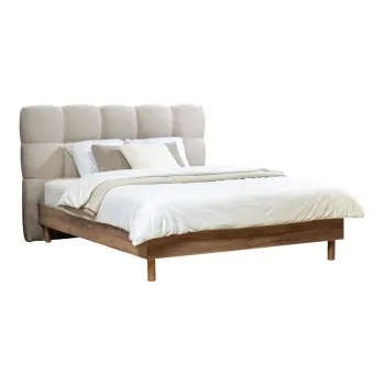 Pat matrimonial gri deschis tapitat cu somiera 160x200 cm Kumo - Bobochic Paris imagine