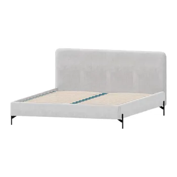 Pat matrimonial gri deschis tapitat cu somiera 180x200 cm Barker - Ropez imagine