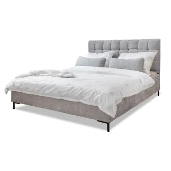 Pat matrimonial gri deschis tapitat cu somiera 180x200 cm Eve - Miuform imagine