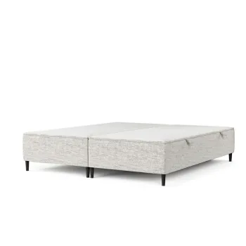 Pat matrimonial gri deschis tapitat cu spatiu de depozitare 200x200 cm Tate - Maison de Reve imagine