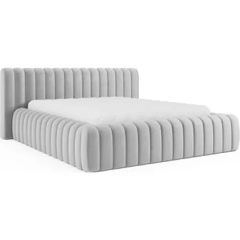 Pat matrimonial gri deschis tapitat cu spatiu de depozitare cu somiera 160x200 cm Carilla - ELTAP imagine
