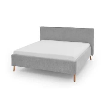 Pat matrimonial gri deschis tapitat cu spatiu de depozitare cu somiera 180x200 cm Riva - Meise Mobel imagine