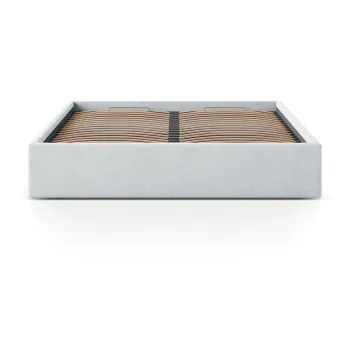 Pat matrimonial gri deschis tapitat cu spatiu de depozitare/fara tablie cu somiera 160x200 cm Susan - Micadoni imagine