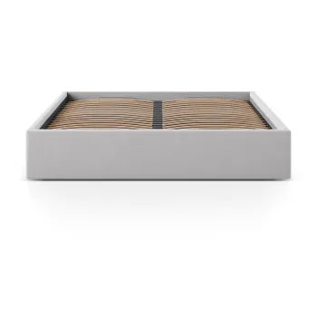 Pat matrimonial gri deschis tapitat cu spatiu de depozitare/fara tablie cu somiera 200x200 cm Susan - Micadoni imagine