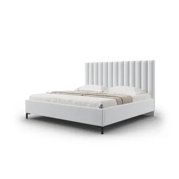 Pat matrimonial gri deschis tapitat cu spatiu de depozitare si somiera 140x200 cm Casey - Mazzini Beds imagine