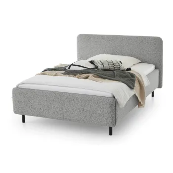 Pat matrimonial gri deschis tapitat fara somiera 140x200 cm Primo - Meise Mobel imagine
