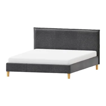 Pat matrimonial gri inchis tapitat cu somiera 180x200 cm Tina - Ropez imagine