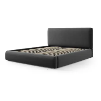 Pat matrimonial gri inchis tapitat cu spatiu de depozitare cu somiera 160x200 cm Colonel - Cosmopolitan Design imagine