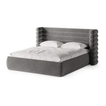 Pat matrimonial gri tapiE>at cu spaE>iu de depozitare cu somierA160x200 cm Mount aEURMicadoni imagine