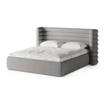 Pat matrimonial gri tapiE>at cu spaE>iu de depozitare cu somierA200x200 cm Mount aEURMicadoni imagine