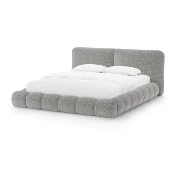 Pat matrimonial gri tapiE>at cu spaE>iu de depozitare cu somierA200x200 cm Solange aEURMicadoni imagine