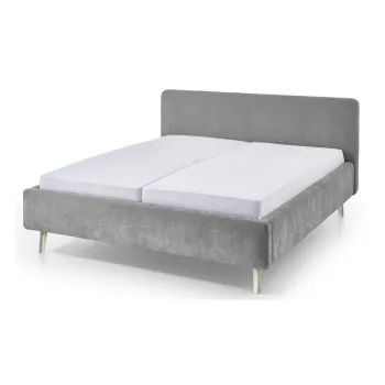 Pat matrimonial gri tapitat cu somiera 160x200 cm Mattis - Meise Mobel imagine