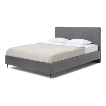 Pat matrimonial gri tapitat cu somiera 160x200 cm Noira Slim - Bonami Selection imagine