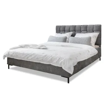 Pat matrimonial gri tapitat cu somiera 180x200 cm Eve - Miuform imagine
