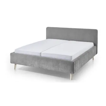 Pat matrimonial gri tapitat cu somiera 180x200 cm Mattis - Meise Mobel imagine