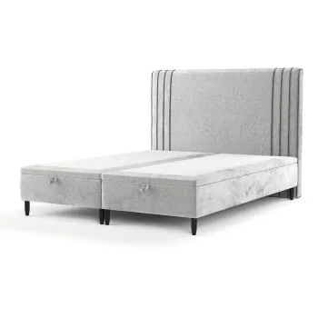 Pat matrimonial gri tapitat cu spatiu de depozitare 160x200 cm Musca - Maison de Reve imagine