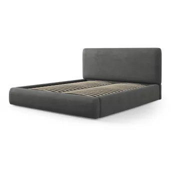 Pat matrimonial gri tapitat cu spatiu de depozitare cu somiera 140x200 cm Colonel - Cosmopolitan Design imagine