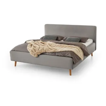 Pat matrimonial gri tapitat cu spatiu de depozitare cu somiera 140x200 cm Mattis - Meise Mobel imagine