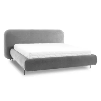 Pat matrimonial gri tapitat cu spatiu de depozitare cu somiera 140x200 cm Pointt - ELTAP imagine