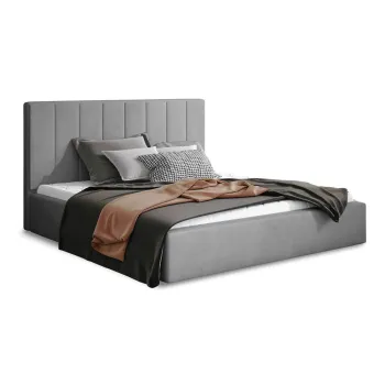 Pat matrimonial gri tapitat cu spatiu de depozitare cu somiera 160x200 cm Audrey - ELTAP imagine