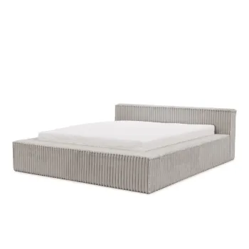 Pat matrimonial gri tapitat cu spatiu de depozitare cu somiera 160x200 cm Cloe - Ropez imagine