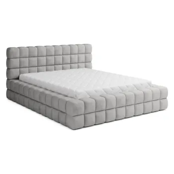 Pat matrimonial gri tapitat cu spatiu de depozitare cu somiera 160x200 cm Dizzle - ELTAP imagine