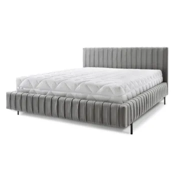 Pat matrimonial gri tapitat cu spatiu de depozitare cu somiera 160x200 cm Plissa - ELTAP imagine