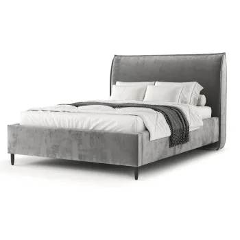 Pat matrimonial gri tapitat cu spatiu de depozitare cu somiera 160x200 cm Shell - Maison de Reve imagine