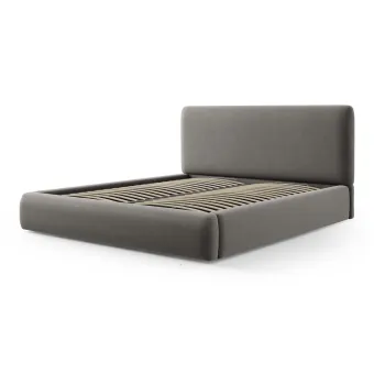Pat matrimonial gri tapitat cu spatiu de depozitare cu somiera 180x200 cm Colonel - Cosmopolitan Design imagine
