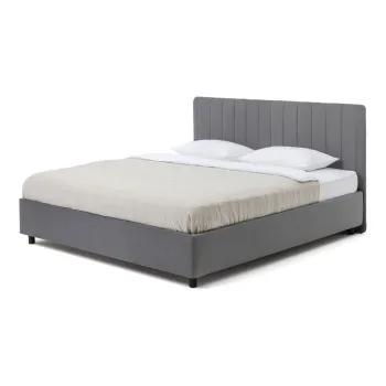 Pat matrimonial gri tapitat cu spatiu de depozitare cu somiera 180x200 cm Myra Slim Line - Bonami Selection imagine