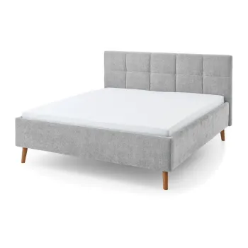 Pat matrimonial gri tapitat cu spatiu de depozitare cu somiera 180x200 cm Nova - Meise Mobel imagine