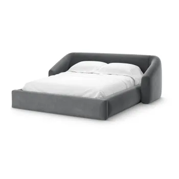 Pat matrimonial gri tapitat cu spatiu de depozitare cu somiera 200x200 cm Campi - Cosmopolitan Design imagine