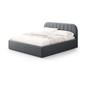 Pat matrimonial gri tapitat cu spatiu de depozitare cu somiera 200x200 cm Juno - Windsor & Co Sofas imagine