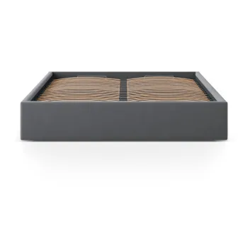 Pat matrimonial gri tapitat cu spatiu de depozitare/fara tablie cu somiera 200x200 cm Susan - Micadoni imagine
