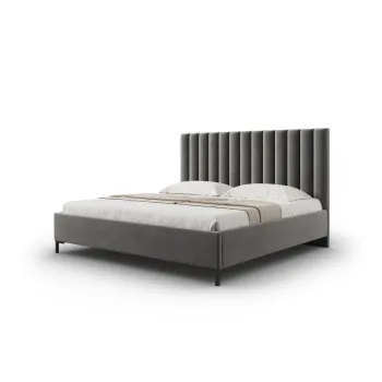 Pat matrimonial gri tapitat cu spatiu de depozitare si somiera 180x200 cm Casey - Mazzini Beds imagine